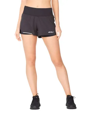 2XU Aero 2 in 1 3 Inch Women's Running Shorts (Black/Silver Reflective)