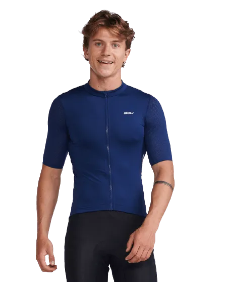 2XU Aero Mens Cycling Jersey (Medieval/White Reflective)