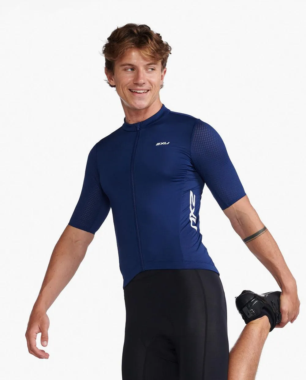 2XU Aero Mens Cycling Jersey (Medieval/White Reflective)