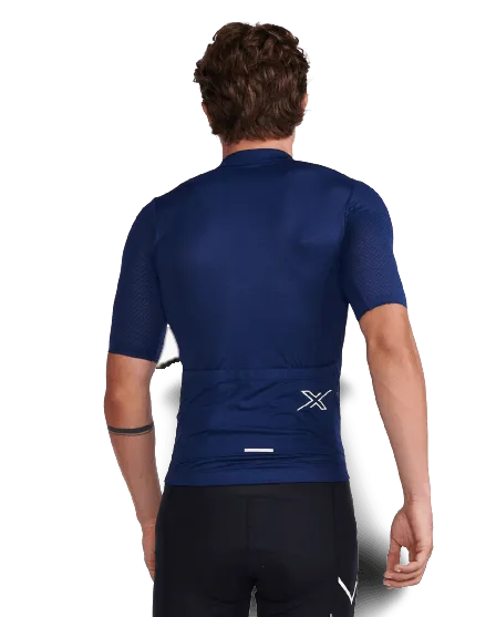 2XU Aero Mens Cycling Jersey (Medieval/White Reflective)