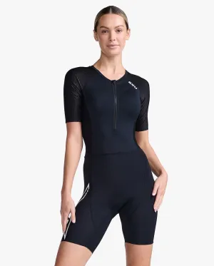 2XU Aero Sleeved Women's Triathlon Suit (Black/White)