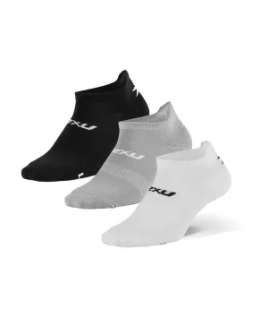 2XU Ankle Unisex Running Socks - Pack of 3 (White/Black/Grey)