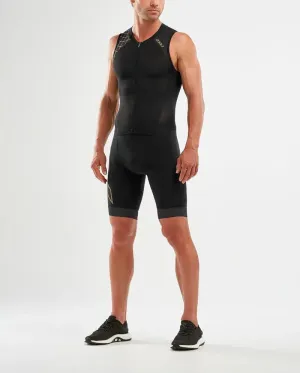 2XU Full Zip Sleeveless Men's Triathlon Suit (Black/Gold)