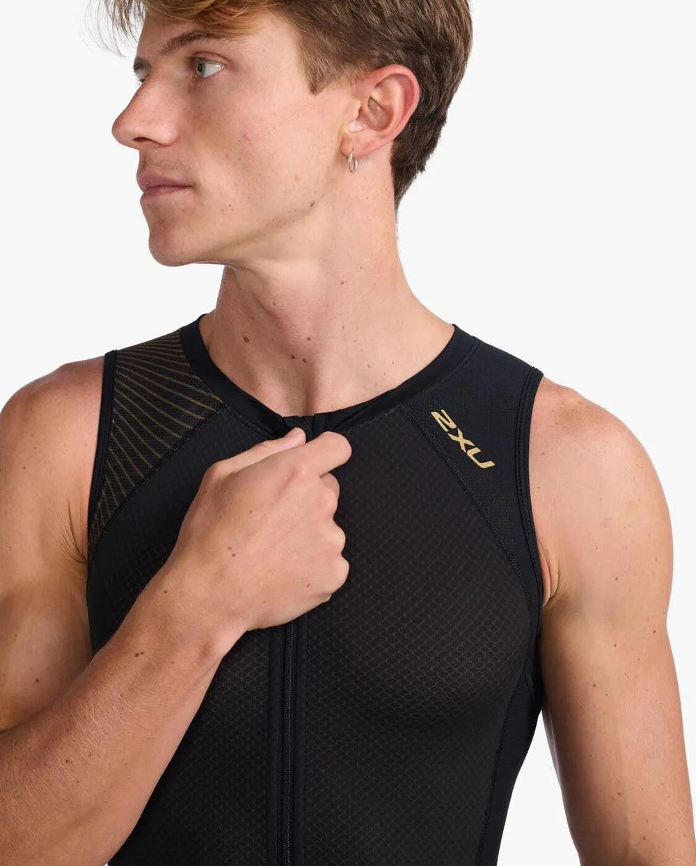 2XU Light Speed Front Zip Men's Triathlon Suit (Black/Gold)