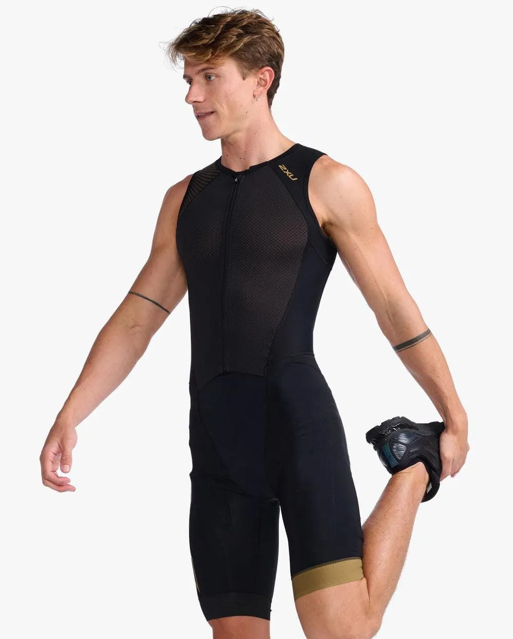 2XU Light Speed Front Zip Men's Triathlon Suit (Black/Gold)
