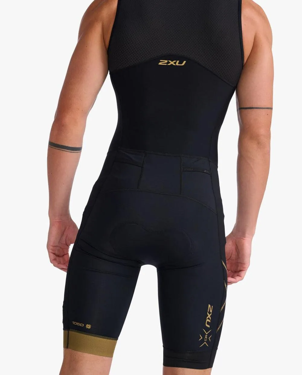 2XU Light Speed Front Zip Men's Triathlon Suit (Black/Gold)