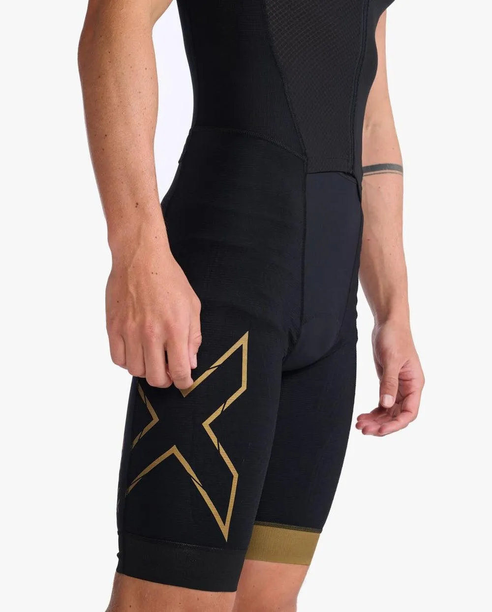 2XU Light Speed Front Zip Men's Triathlon Suit (Black/Gold)