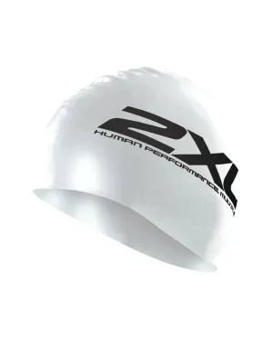 2XU Silicone Swim Cap (White/White)