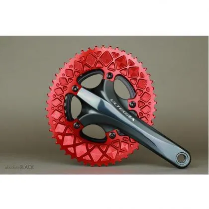 AbsoluteBlack Shimano Oval Chainrings (Red)