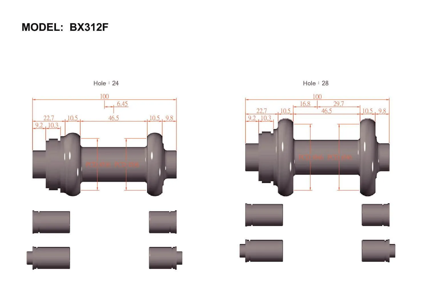 Bitex BX312F Disc Brake Front Hub (Black)