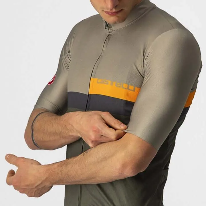 Castelli A Blocco Mens Cycling Jersey (Bark Green/Pop Orange/Dark Gray)