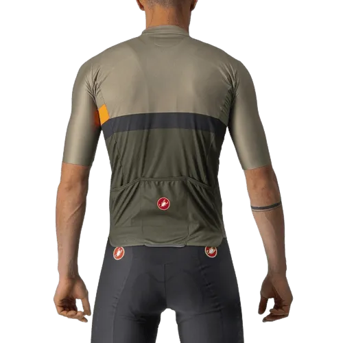 Castelli A Blocco Mens Cycling Jersey (Bark Green/Pop Orange/Dark Gray)