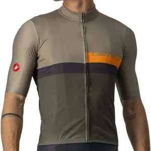 Castelli A Blocco Mens Cycling Jersey (Bark Green/Pop Orange/Dark Gray)