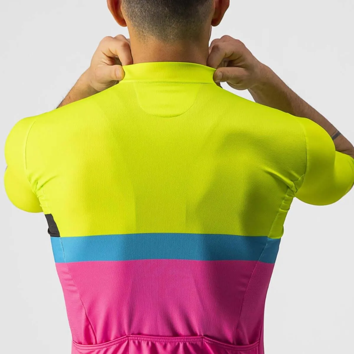 Castelli A Blocco Mens Cycling Jersey (Electric Lime/Black Blue Magenta Fluo)