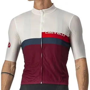 Castelli A Blocco Mens Cycling Jersey (Ivory/Red/Blue/Bordeaux)