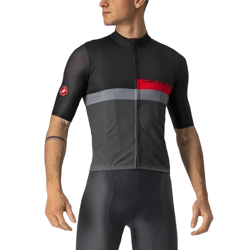 Castelli A Blocco Mens Cycling Jersey (Light Black/Red/Dark Gray)