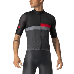 Castelli A Blocco Mens Cycling Jersey (Light Black/Red/Dark Gray)