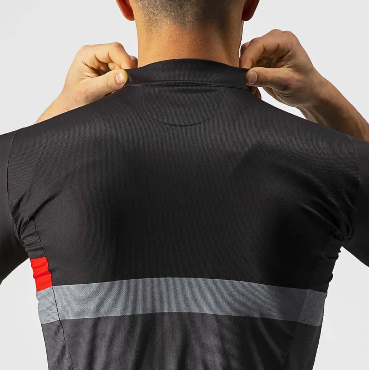 Castelli A Blocco Mens Cycling Jersey (Light Black/Red/Dark Gray)