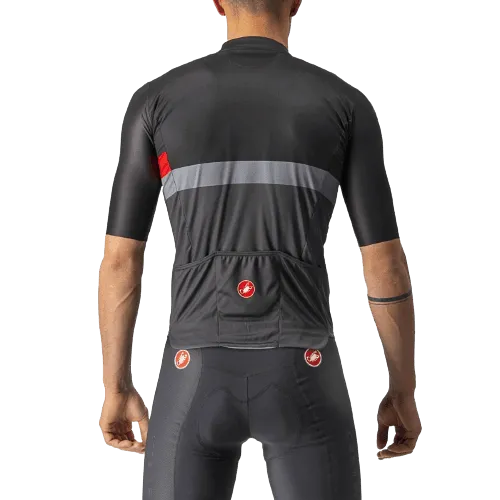 Castelli A Blocco Mens Cycling Jersey (Light Black/Red/Dark Gray)