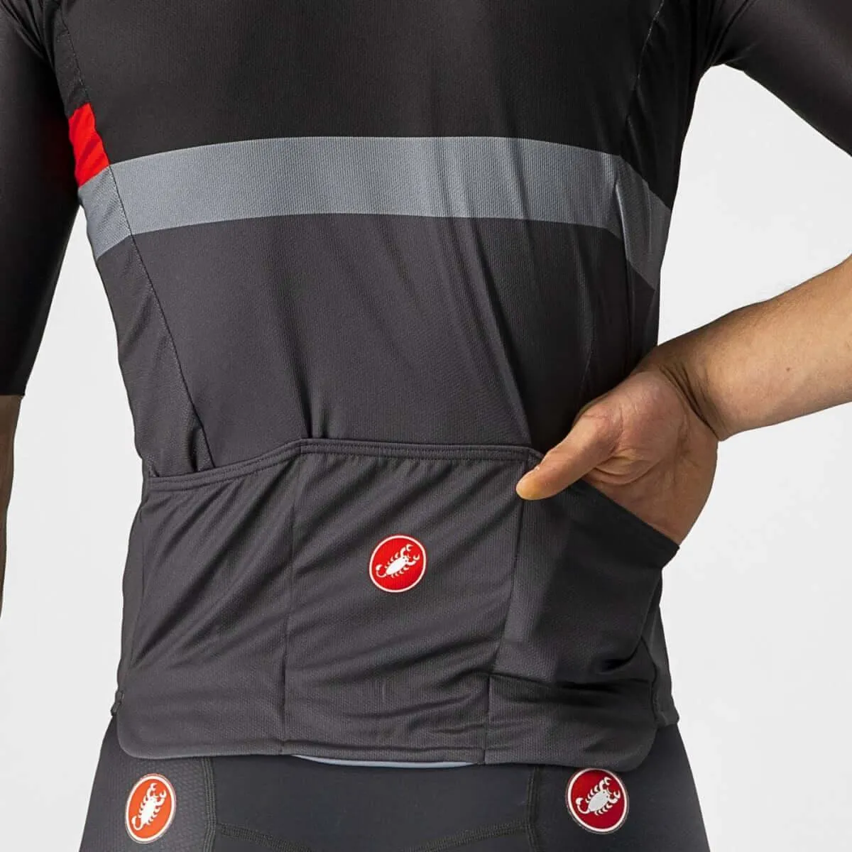 Castelli A Blocco Mens Cycling Jersey (Light Black/Red/Dark Gray)