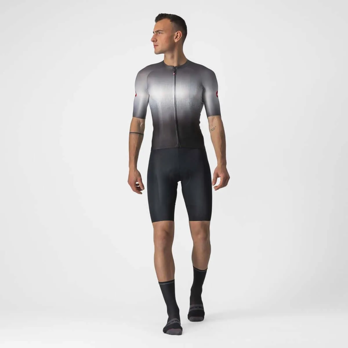 Castelli Aero Race 6.0 Mens Cycling Jersey (Light Black/Dark Gray)