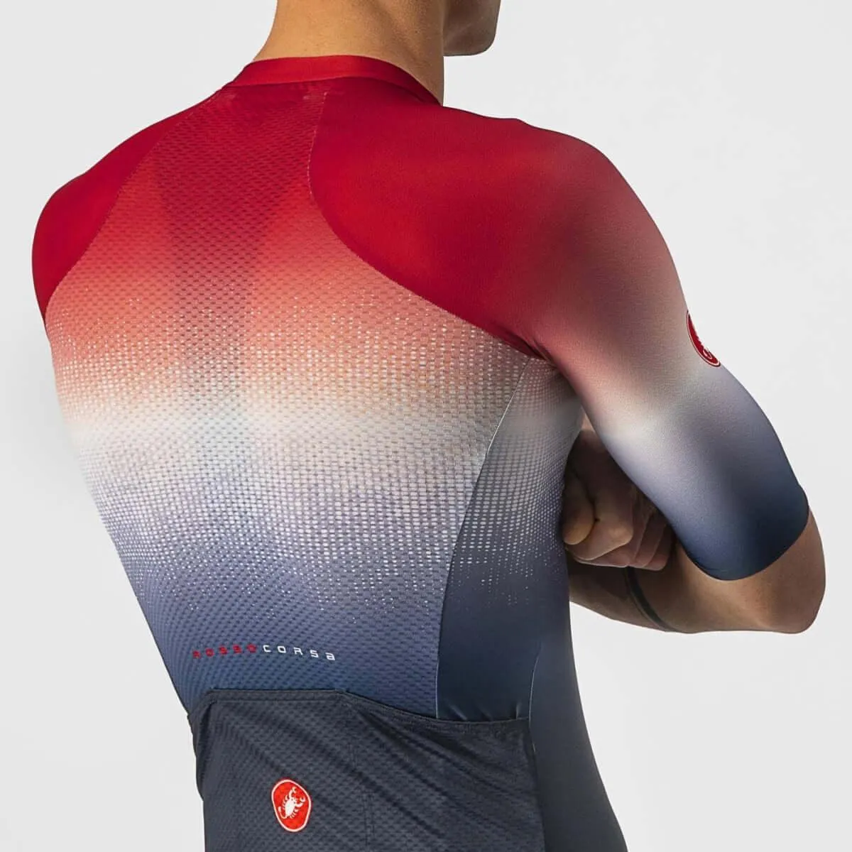 Castelli Aero Race 6.0 Mens Cycling Jersey (Savile Blue/Pro Red)