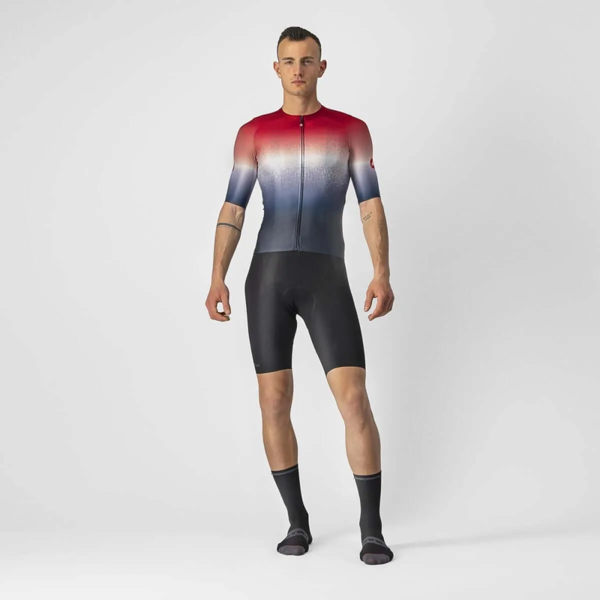 Castelli Aero Race 6.0 Mens Cycling Jersey (Savile Blue/Pro Red)