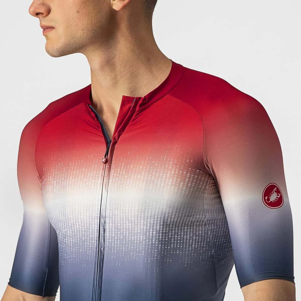 Castelli Aero Race 6.0 Mens Cycling Jersey (Savile Blue/Pro Red)