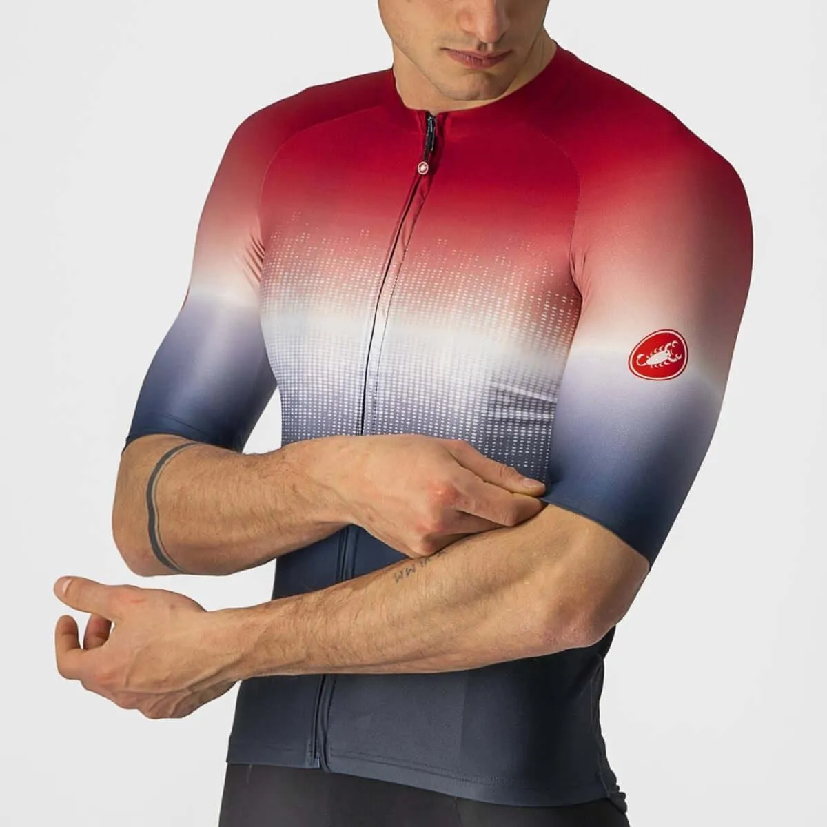 Castelli Aero Race 6.0 Mens Cycling Jersey (Savile Blue/Pro Red)