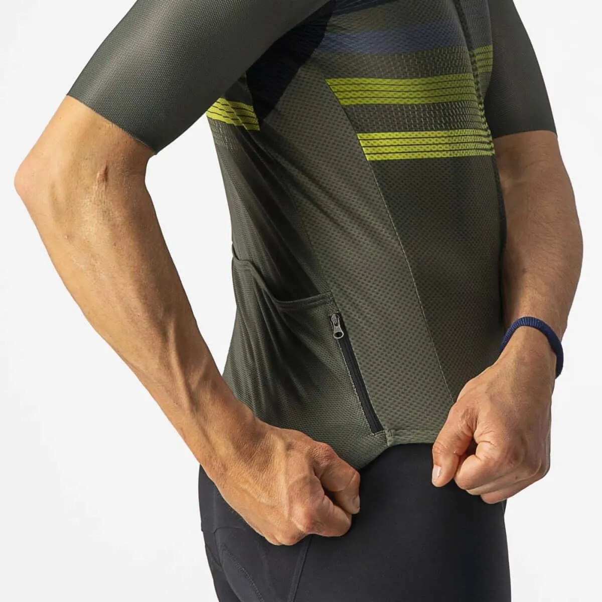 Castelli Endurance Pro Mens Cycling Jersey (Military Green/Blue/Sulphur)
