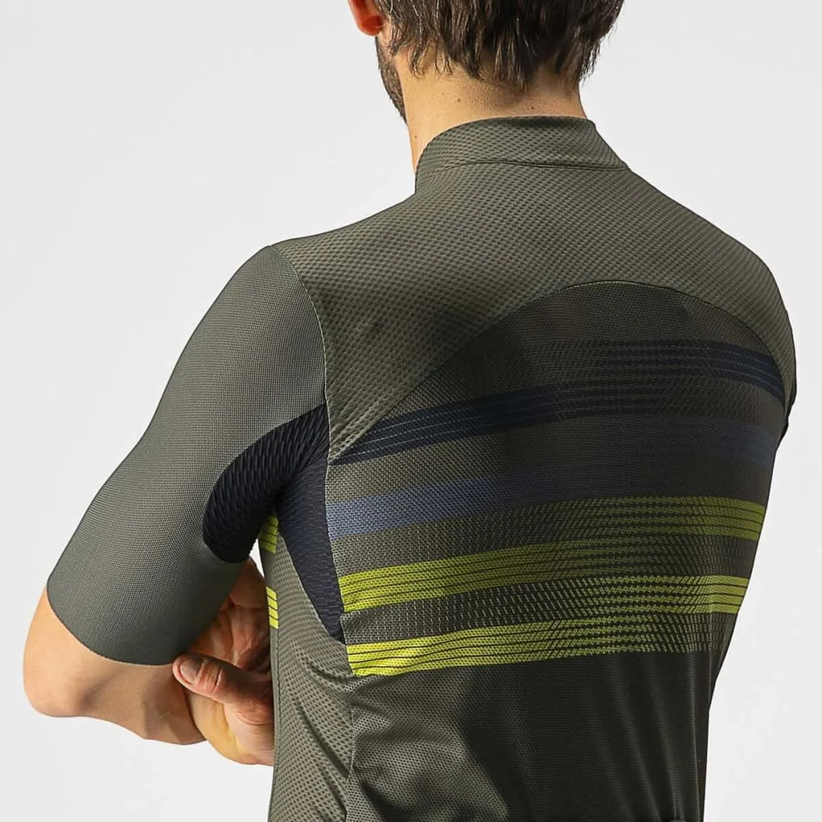 Castelli Endurance Pro Mens Cycling Jersey (Military Green/Blue/Sulphur)