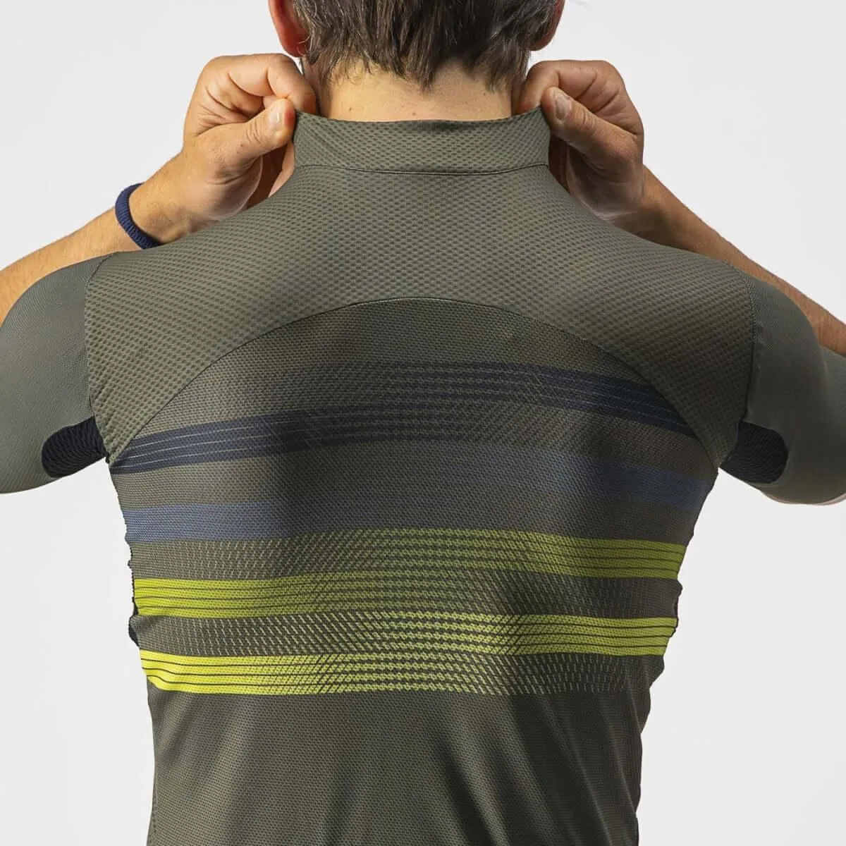 Castelli Endurance Pro Mens Cycling Jersey (Military Green/Blue/Sulphur)