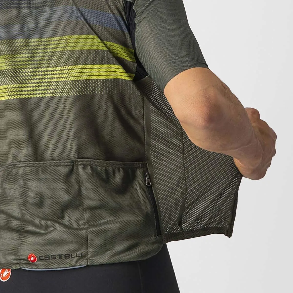 Castelli Endurance Pro Mens Cycling Jersey (Military Green/Blue/Sulphur)