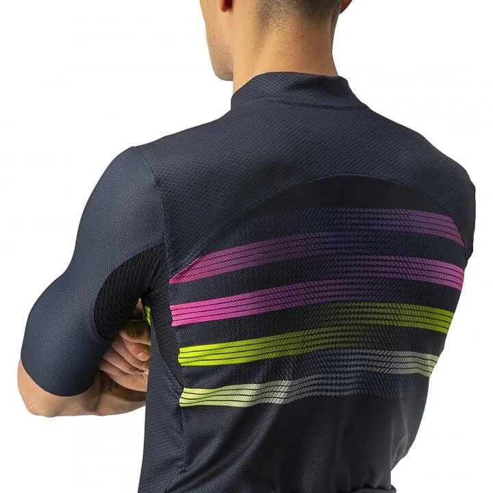 Castelli Endurance Pro Mens Cycling Jersey (Savile Blue/Pink/Electric Lime)