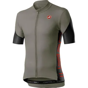 Castelli Entrata V Mens Cycling Jersey (Bark Green/Light Black/Fiery Red)