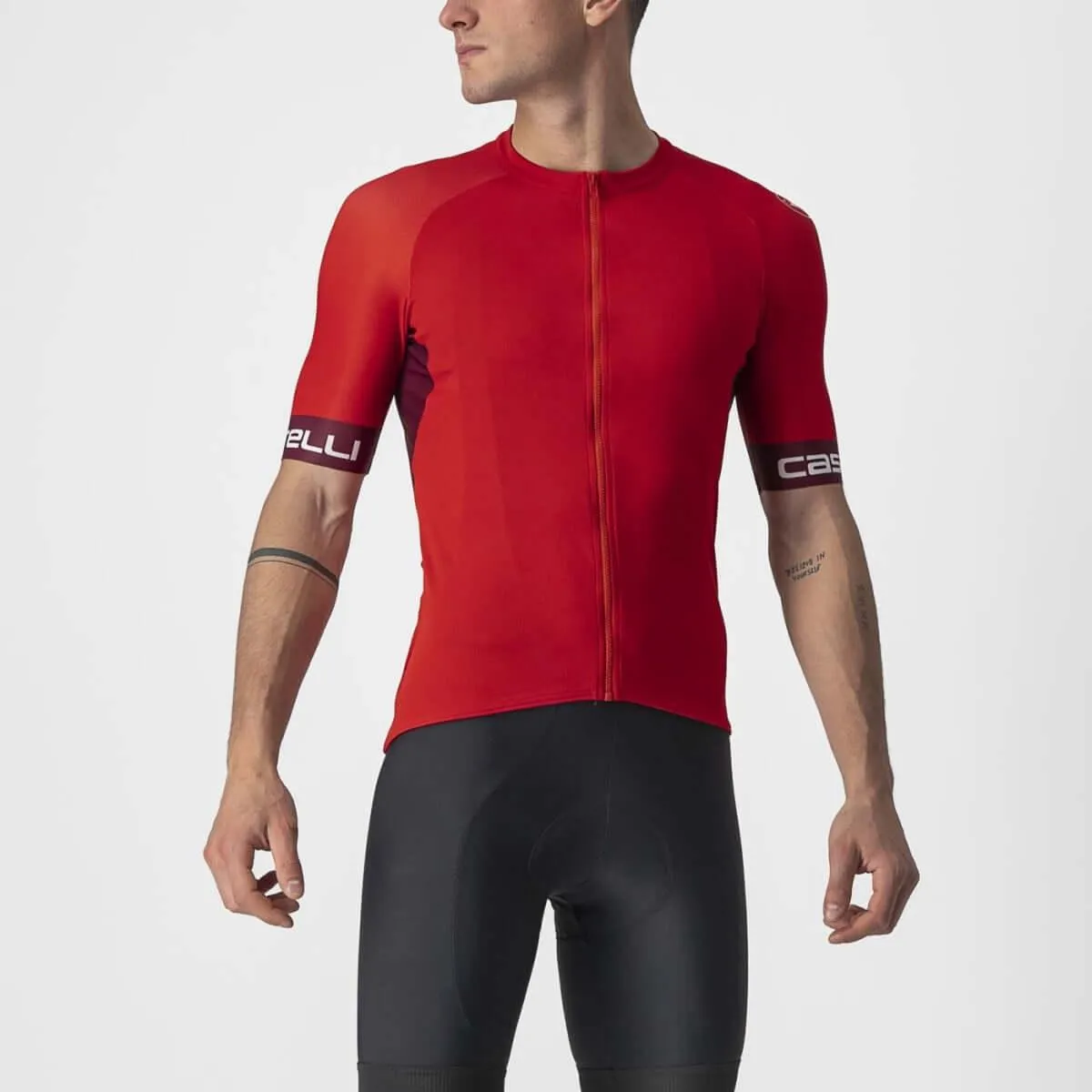 Castelli Entrata VI Mens Cycling Jersey (Red/Bordeaux/Ivory)