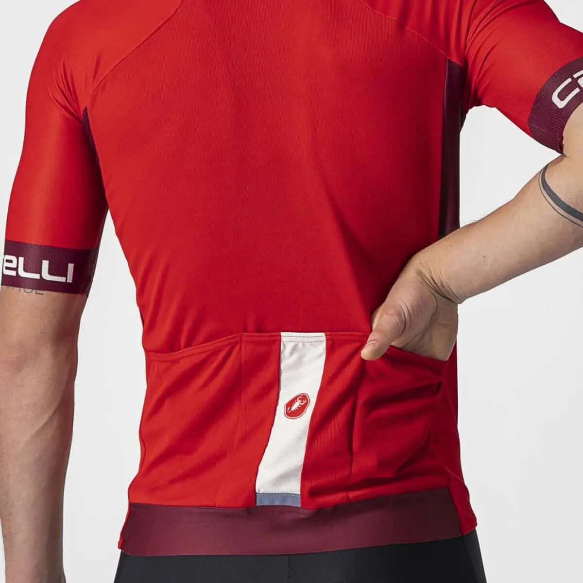 Castelli Entrata VI Mens Cycling Jersey (Red/Bordeaux/Ivory)