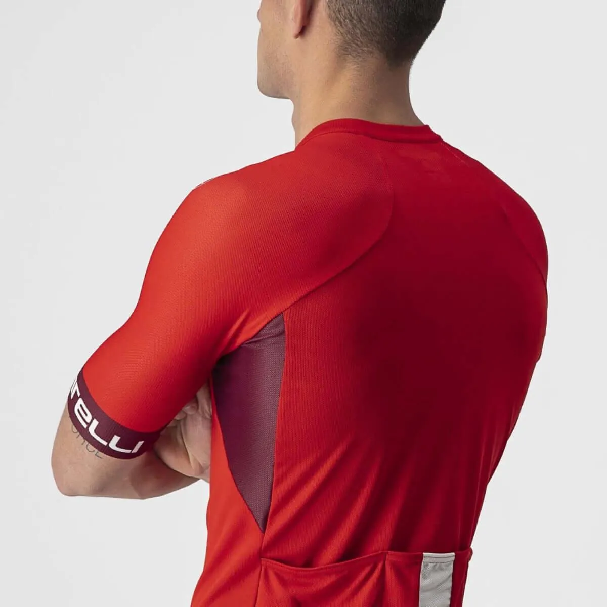 Castelli Entrata VI Mens Cycling Jersey (Red/Bordeaux/Ivory)