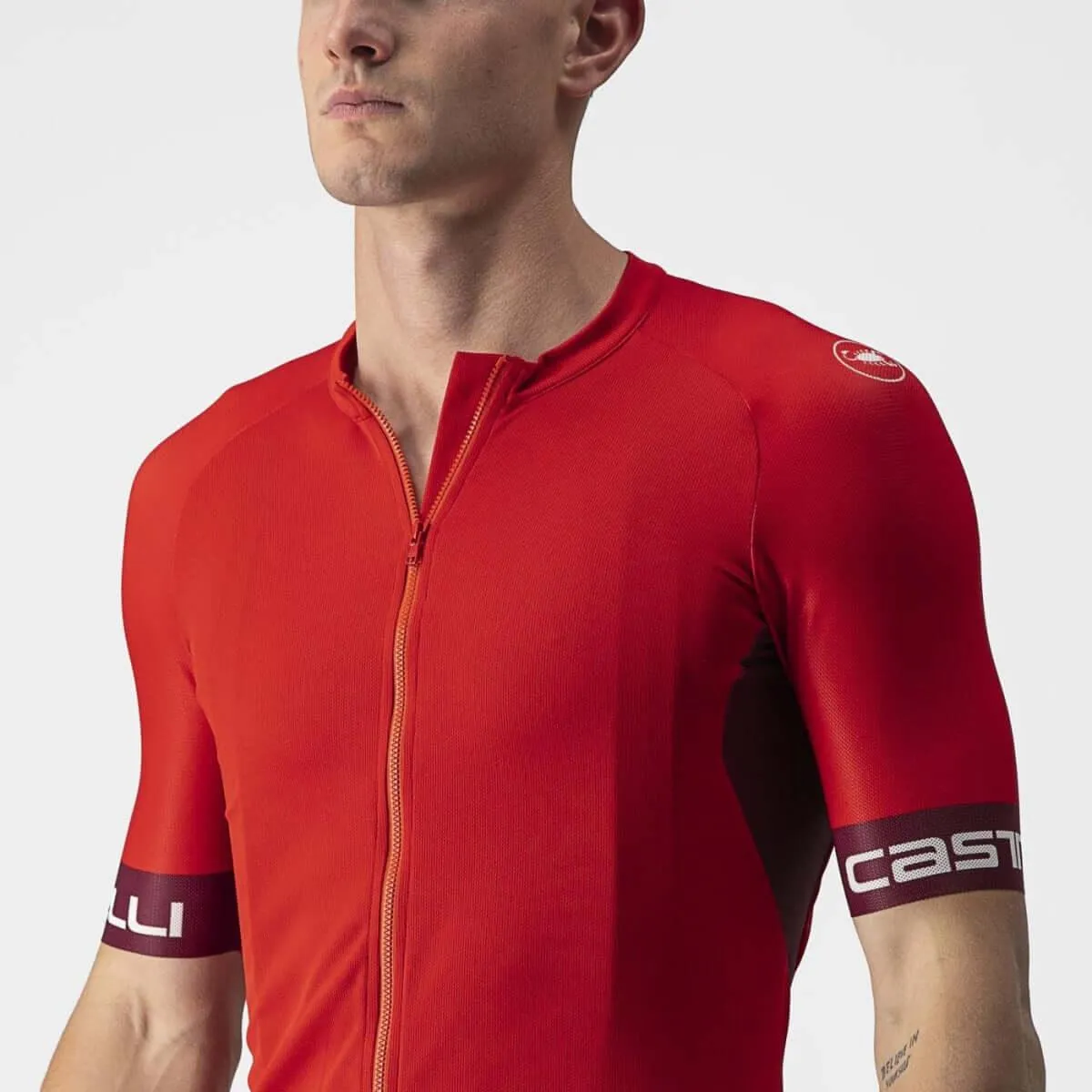 Castelli Entrata VI Mens Cycling Jersey (Red/Bordeaux/Ivory)