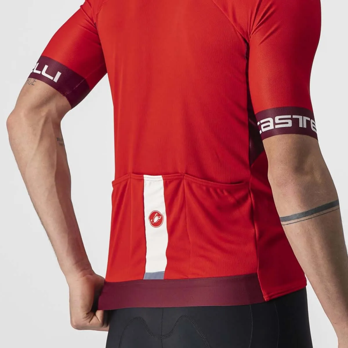Castelli Entrata VI Mens Cycling Jersey (Red/Bordeaux/Ivory)