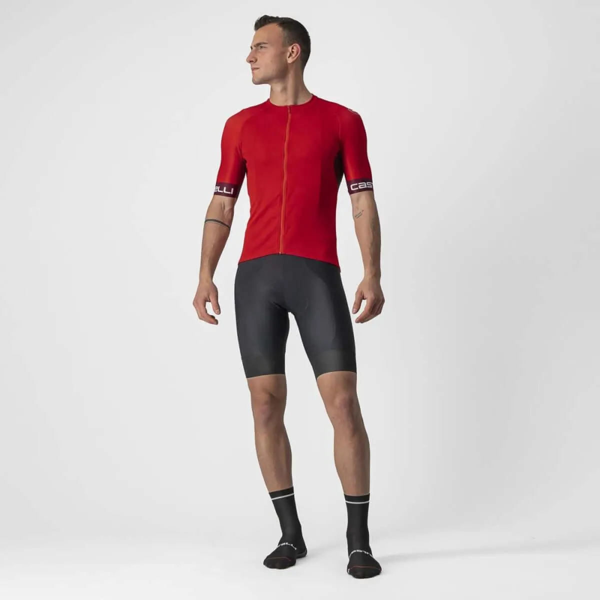 Castelli Entrata VI Mens Cycling Jersey (Red/Bordeaux/Ivory)