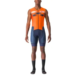 Castelli Free Sanremo 2 Sleeveless Men's Triathlon Suit (Brilliant Orange/Belgian Blue)