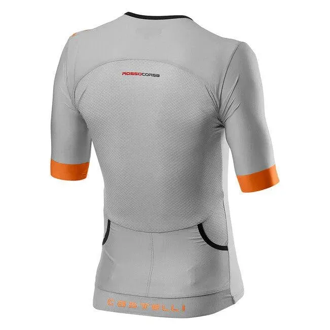 Castelli Free Speed 2 Mens Cycling Jersey (Silver Gray/Brilliant Orange)