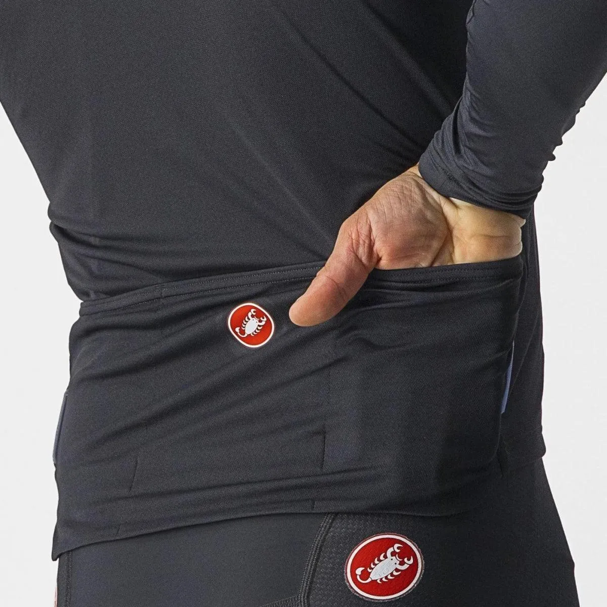 Castelli Prologo 7 Long Sleeve Mens Cycling Jersey (Light Black/Silver Gray/Ivory)