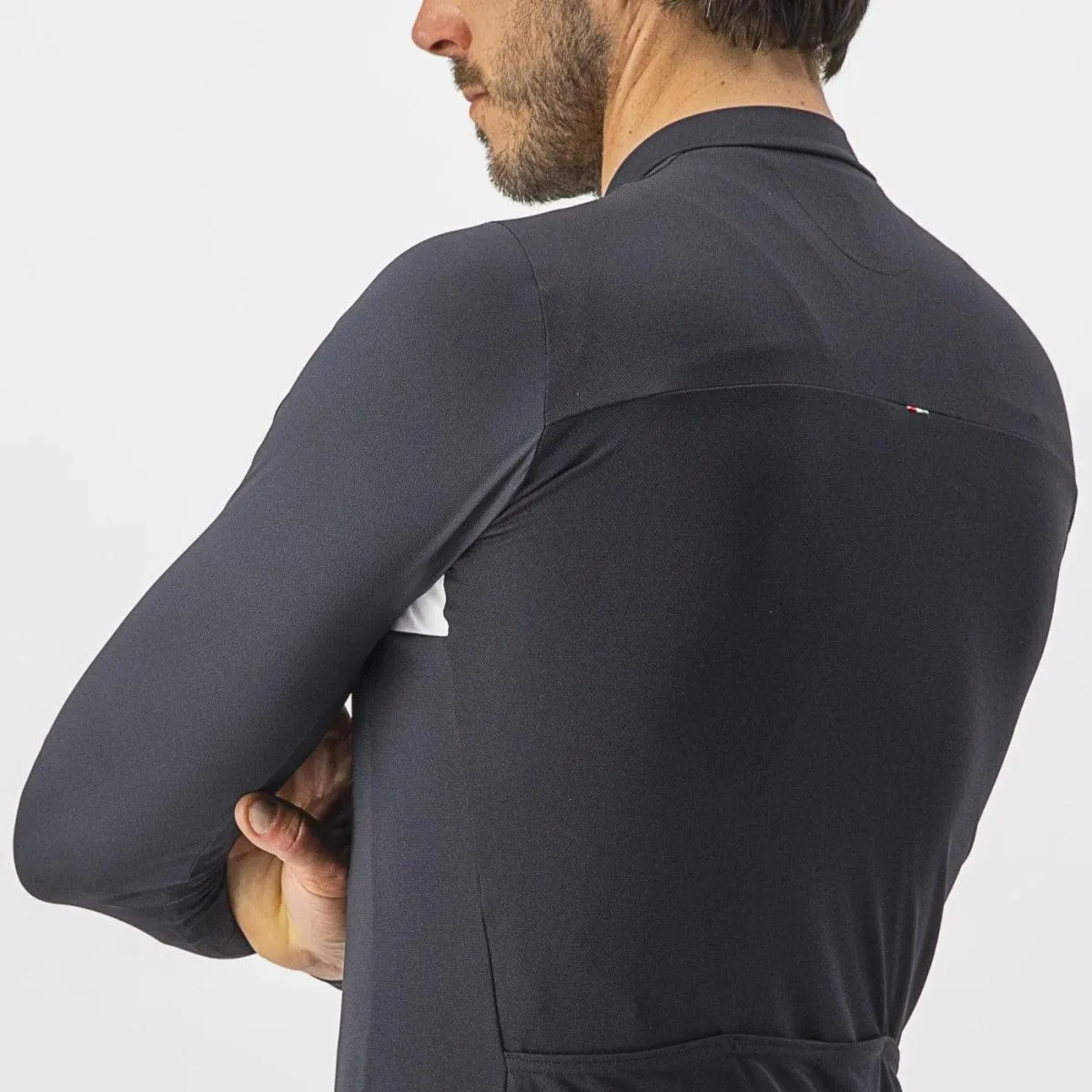 Castelli Prologo 7 Long Sleeve Mens Cycling Jersey (Light Black/Silver Gray/Ivory)