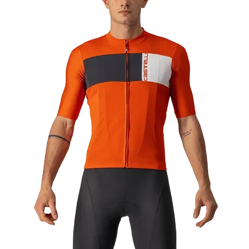 Castelli Prologo 7 Mens Cycling Jersey (Fiery Red/Light Black/Ivory)