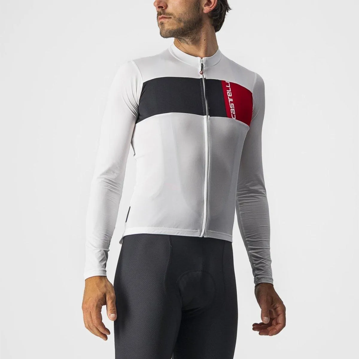 Castelli Prologo 7 Men's Cycling Jersey (Ivory/Light Black Red)
