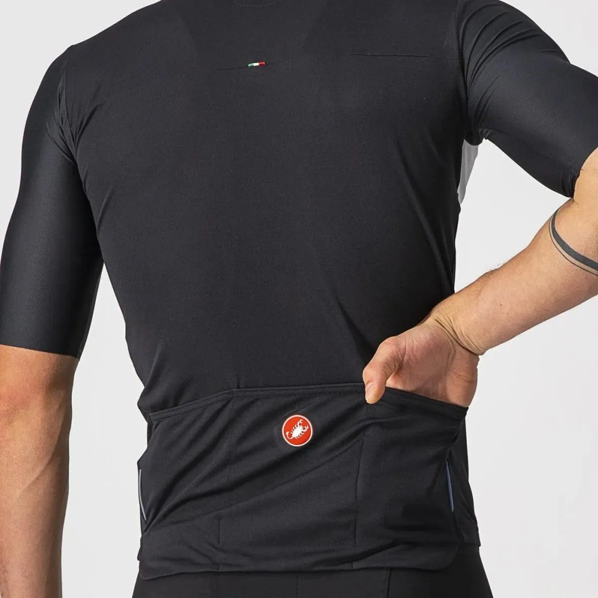 Castelli Prologo 7 Mens Cycling Jersey (Light Black/Silver Gray/Ivory)