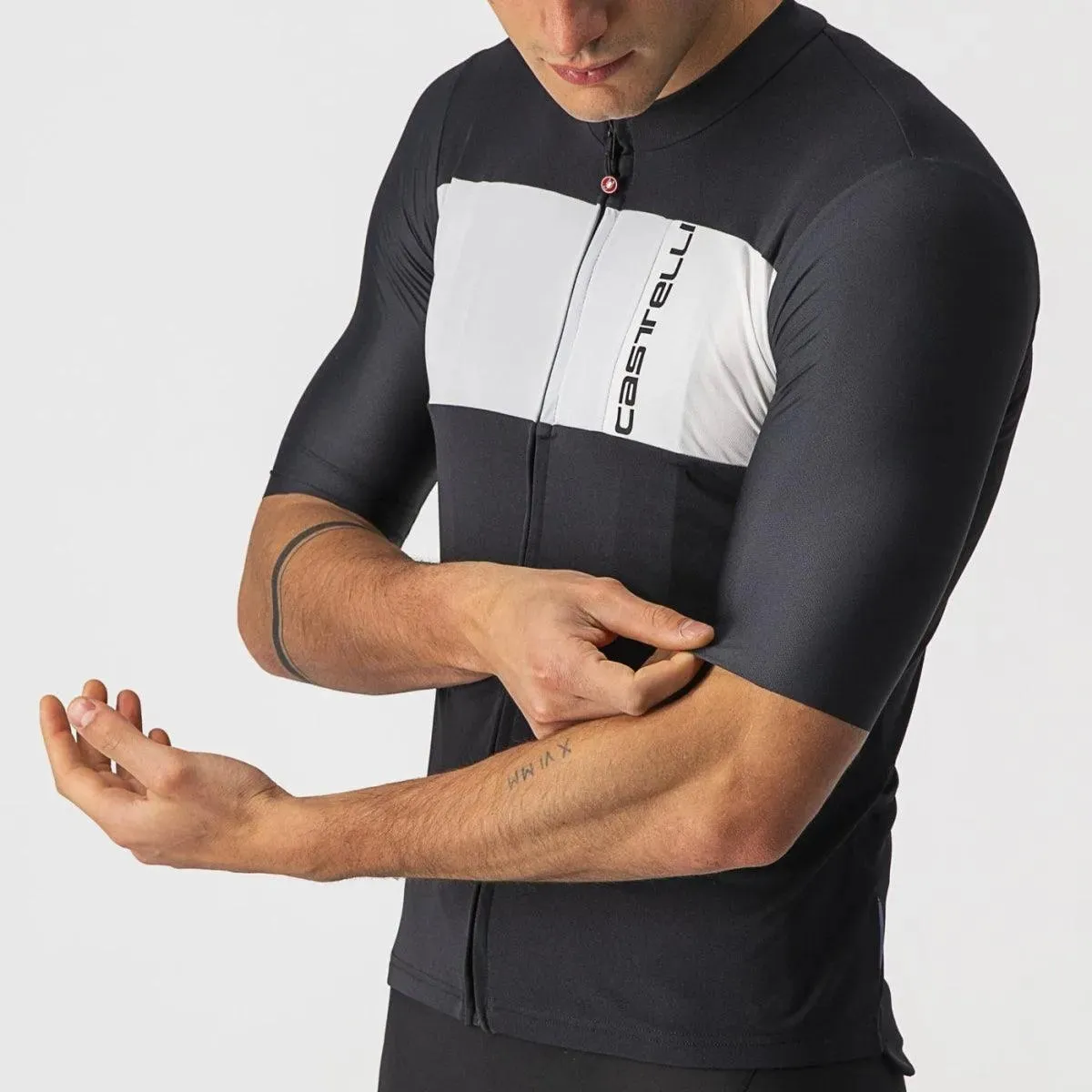 Castelli Prologo 7 Mens Cycling Jersey (Light Black/Silver Gray/Ivory)