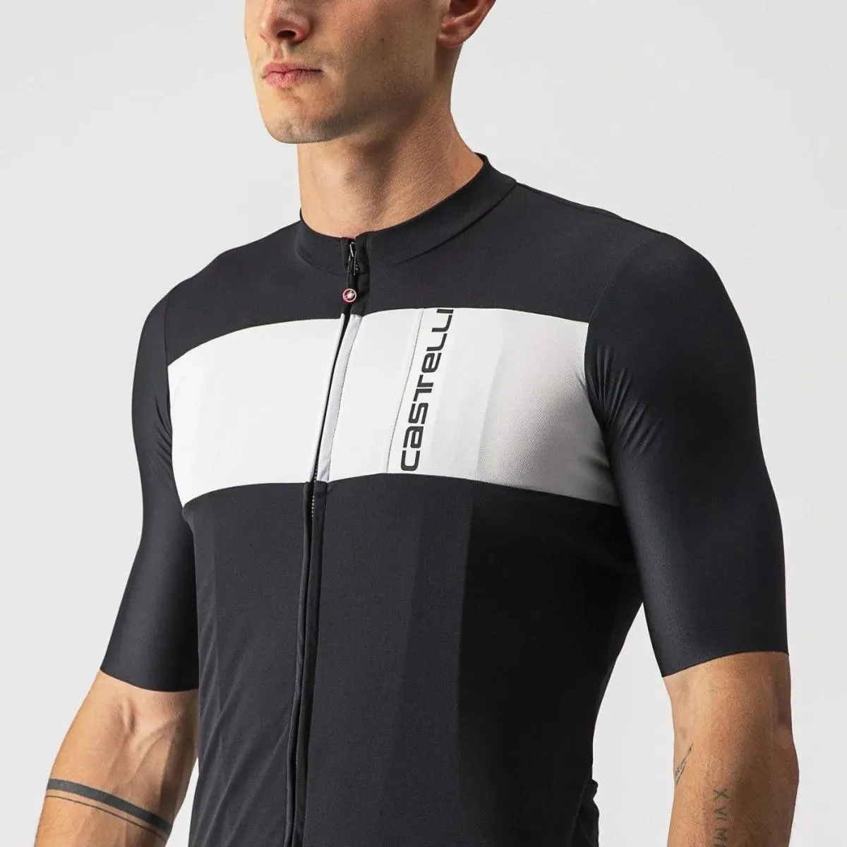 Castelli Prologo 7 Mens Cycling Jersey (Light Black/Silver Gray/Ivory)